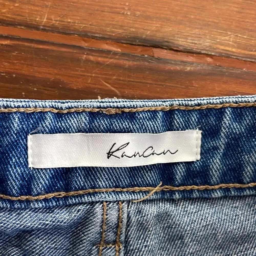 Kancan cutoff distressed hi rise denim jean shorts sz 25